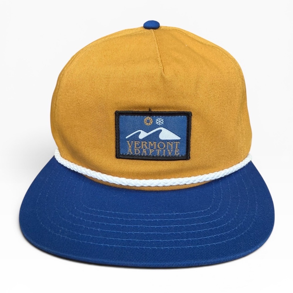 Locale Vermont Adaptive Snapback Rope Hat Mustard Yellow Blue Flat Brim New